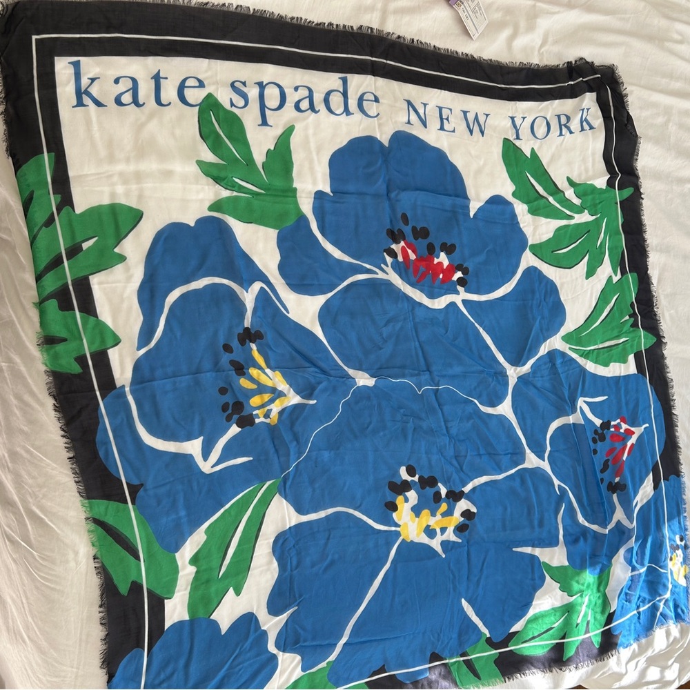 Kate Spade Blue Floral Scarf NEW w/out tags